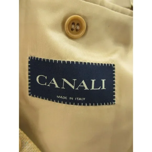 Canali Sport Coat 42 L Blazer Silk Wool Jacket Windowpane Tweed IT 52